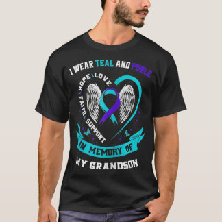 I Wear Teal and Purple For My Grandson Suicide Awa T-shirt