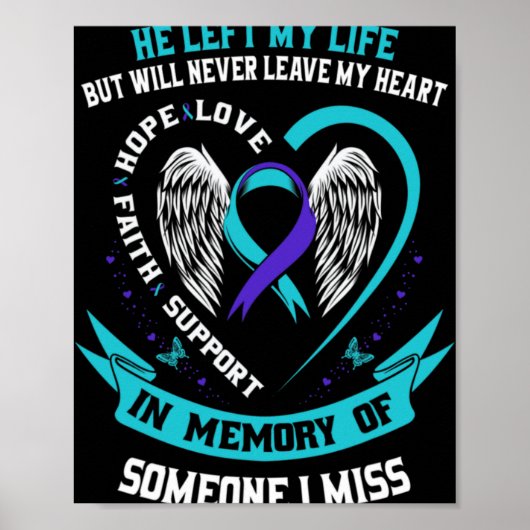 I Wear Teal And Purple For Someone I Miss Suicide Poster (Voorkant)