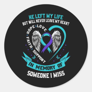 I Wear Teal and Purple For Someone I Miss Suicide Ronde Sticker