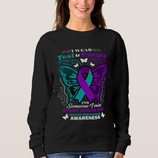 I Wear Teal And Purple For Someone I Miss Suicide  Trui (Voorkant)