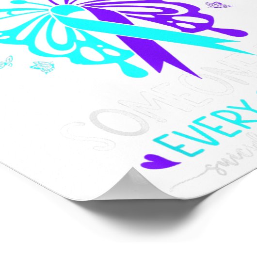 I Wear Teal And Purple Suicide Awareness Butterfly Poster (Hoek)