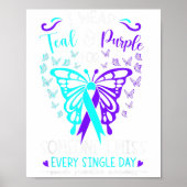 I Wear Teal And Purple Suicide Awareness Butterfly Poster (Voorkant)