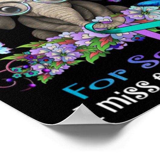 I Wear Teal And Purple Suicide Awareness Elephant  Poster (Hoek)