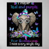 I Wear Teal And Purple Suicide Awareness Elephant  Poster (Voorkant)