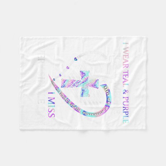 I Wear Teal And Purple Suicide Awareness Ribbon Cr Fleece Deken (Voorkant (Horizontaal))