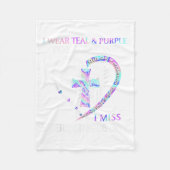 I Wear Teal And Purple Suicide Awareness Ribbon Cr Fleece Deken (Voorkant)