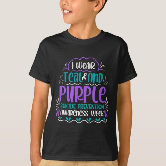 I Wear Teal And Purple Suicide Prevention Awarenes T-shirt (Voorkant)