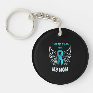 I Wear Teal For My Mom Teal Ribbon Butterfly Sleutelhanger