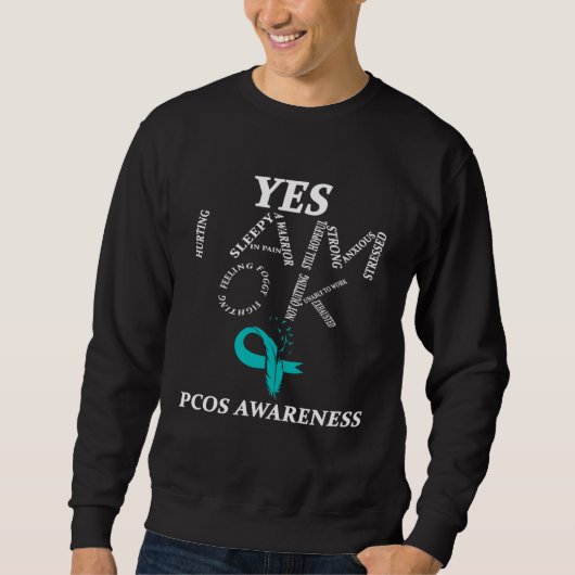 I Wear Teal For PCOS Awareness Warrior Trui (Voorkant)
