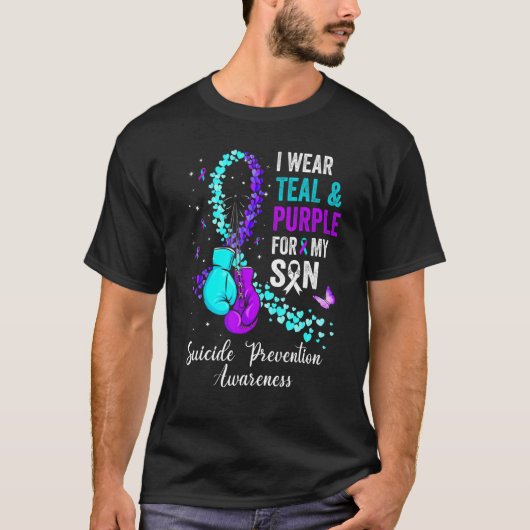 I Wear Teal & Purple For My Son Suicide Prevention T-shirt (Voorkant)