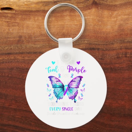 I Wear Teal Purple For Someone Suicide Prevention  Sleutelhanger (Voorkant)