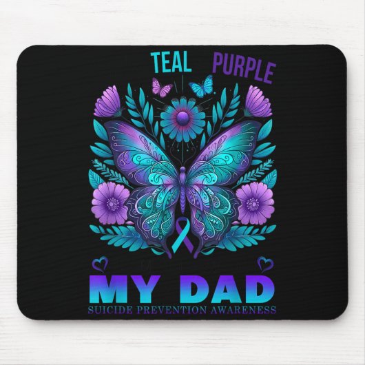 I Wear Teal Purple In Memory Of My Dad Suicide Awa Muismat (Voorkant)