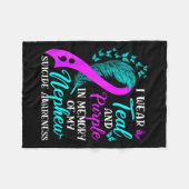 I Wear Teal Purple In Memory Of My Nephew Suicide Fleece Deken (Voorkant (Horizontaal))