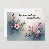 I Welcome Challenges as Opportunities Affirmation Briefkaart (Voorkant / Achterkant)