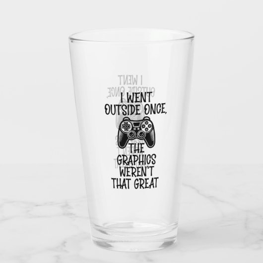 I Went Outside - Funny Gamer Glas (Achterkant)