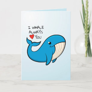 "I whale love you" Vrolijke blauwe walvis. Bedankkaart