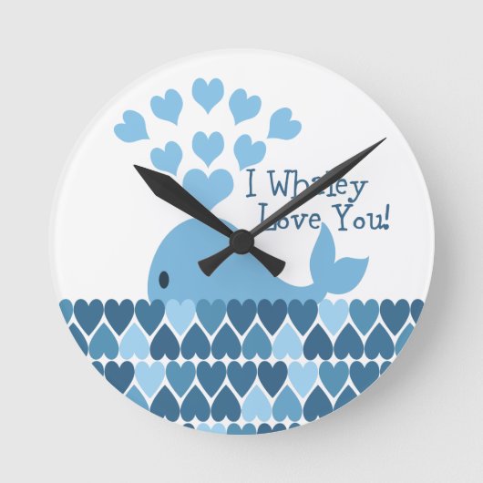 I Whaley houdt van u! Blauw Ronde Klok (Voorkant)