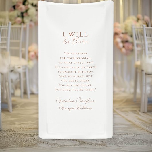 " I will be there" Wedding, Memorial, White, Spandoek
