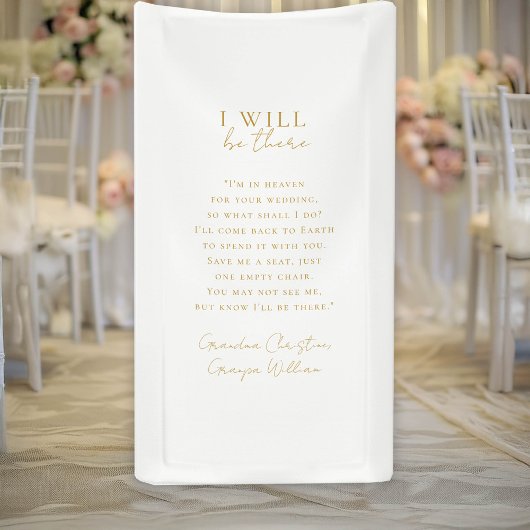 " I will be there" Wedding, Memorial, White, Spandoek