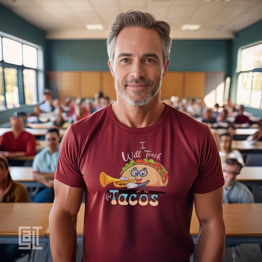 I will Teach for Tacos Teacher Male Music Essentia T-shirt