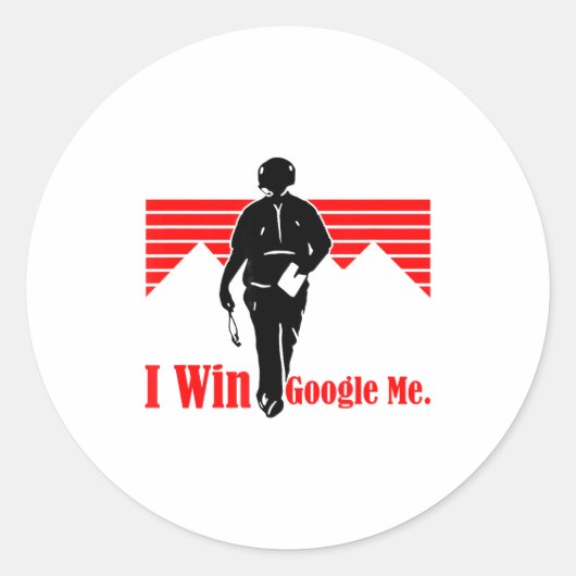 I Win Google Me Motivational Retro Silhouette Shir Ronde Sticker (Voorkant)