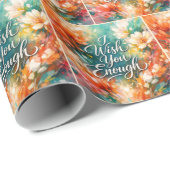 I Wish Enough Text with Flowers Cadeaupapier (Rol Hoek)