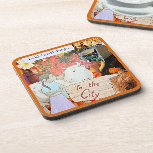 I Wish I Could Change To The City Cow Country Girl Bier Onderzetter (Linkerzijde)