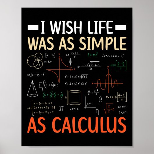 I Wish Life Was As Simple As Calculus Math Teacher Poster (Voorkant)