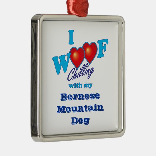 I Wof Bernese Mountain Dog Metalen Ornament (Rechts)