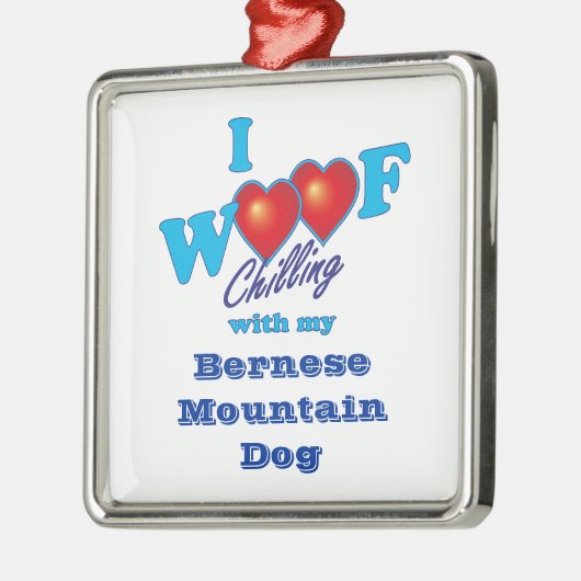 I Wof Bernese Mountain Dog Metalen Ornament (Links)