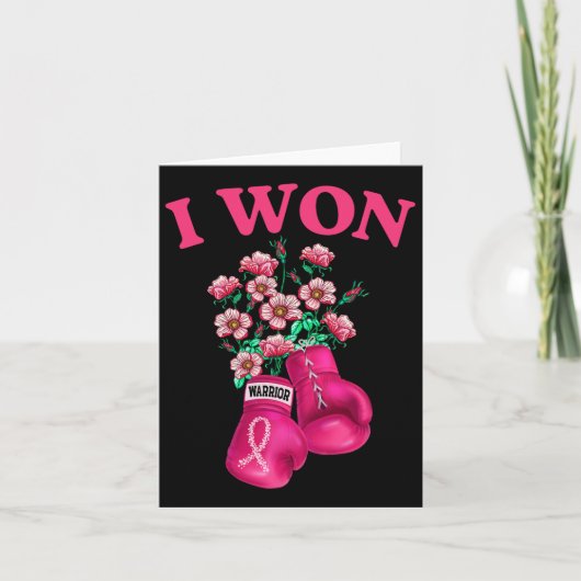 I Won Boxing Glove Survivor Pink Ribbon Breast Ca Kaart (Voorkant)