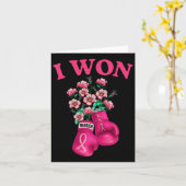 I Won Boxing Glove Survivor Pink Ribbon Breast Ca Kaart (Gele Bloem)