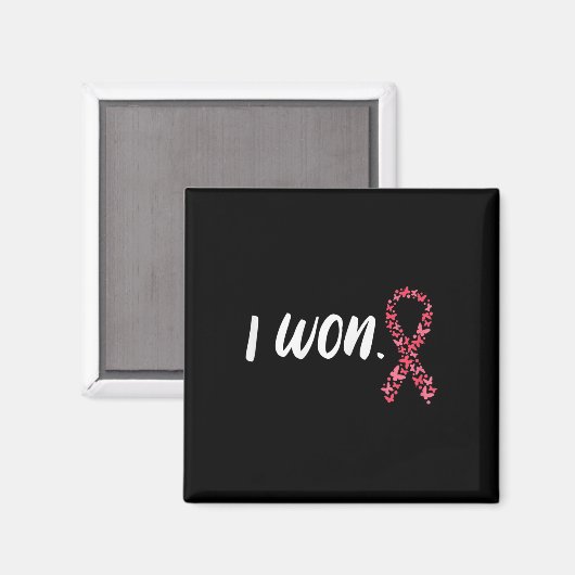 I Won Breast Cancer Awareness Support Pink Ribbon Magneet (Voorkant / Achterkant)