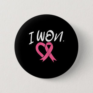 I Won Breast Cancer Awareness Support Pink Ribbon Ronde Button 5,7 Cm