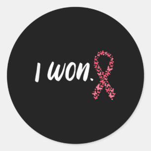 I Won Breast Cancer Awareness Support Pink Ribbon Ronde Sticker