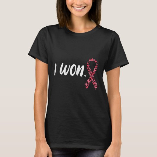 I Won Breast Cancer Awareness Support Pink Ribbon T-shirt (Voorkant)