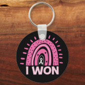 I Won Breast Cancer Survivor Pink Rainbow Sleutelhanger (Voorkant)