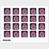 I Won Breast Cancer Survivor Pink Rainbow Vierkante Sticker (Vel)