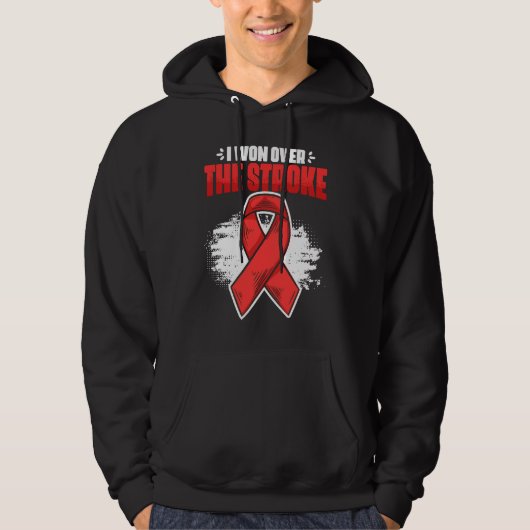 I Won Over Stroke Survivor Red Ribbon Stroke Aware Hoodie (Voorkant)
