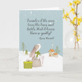 I Wonder if the Snow Quote Bunny Christmas Kaart (Gele Bloem)