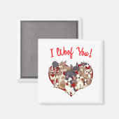 I Woof You French Bulldog Dog Heart Shape Valentin Magneet (Voorkant / Achterkant)