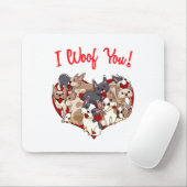 I Woof You French Bulldog Dog Heart Shape Valentin Muismat (Met muis)