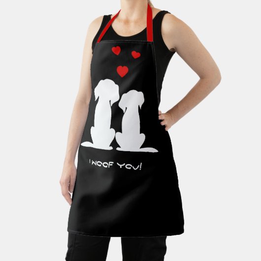 I Woof You Modern Schattige Hondenpaar Valentijns Schort (Insitu)