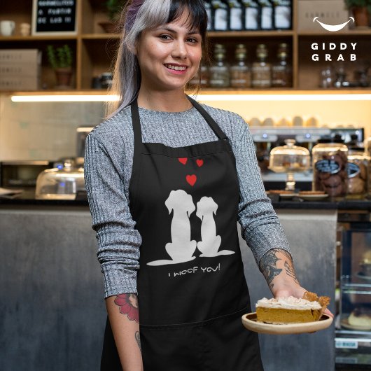 I Woof You Modern Schattige Hondenpaar Valentijns Schort