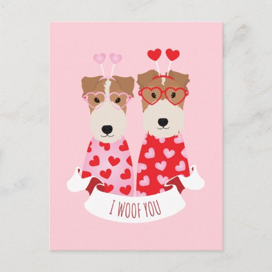 i Woof You Valentijn Welsh Terrier Dogs Feestdagenkaart (Voorkant)