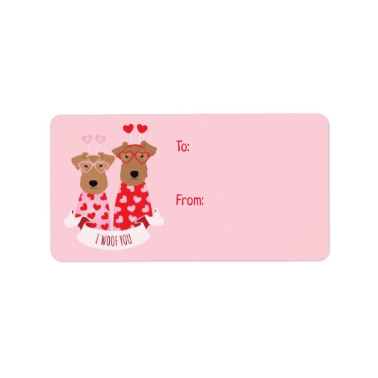 i Woof You Valentijn Wire Fox Terrier Dogs Etiket (Voorkant)