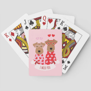 i Woof You Valentijn Wire Fox Terrier Dogs Pokerkaarten
