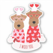 i Woof You Valentijn Wire Fox Terrier Dogs Sticker (Voorkant)