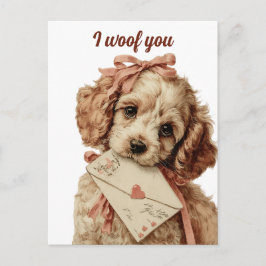 I woof you Vintage Pup Valentine's Day Briefkaart