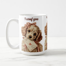 I woof you Vintage Pup Valentine's Day Koffiemok